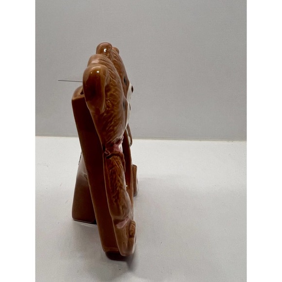 VNTG Ceramic His and Her~ Brother- Sister Picture Frame Teddy Bear Circle Window - Picture 3 of 3